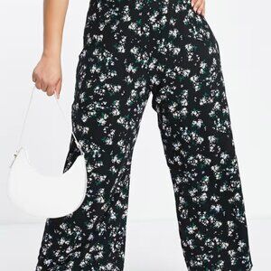 Yours Clothing Black Floral Wide Leg Pants